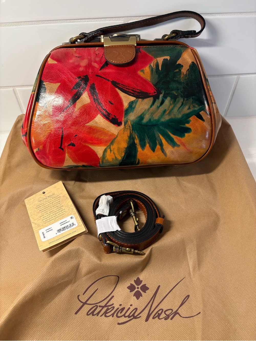 NWT PATRICIA NASH MULTI/SPRING GRACCHI  SATCHEL w/ CROSSBODY STRAP